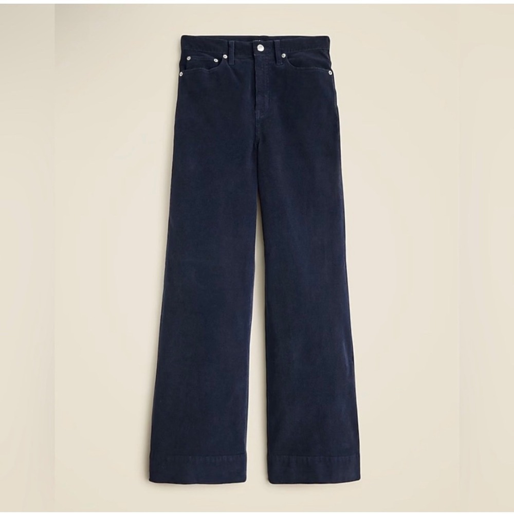 NWT J. Crew Sz 26P Wide-Leg Corduroy Trouser in Black $148